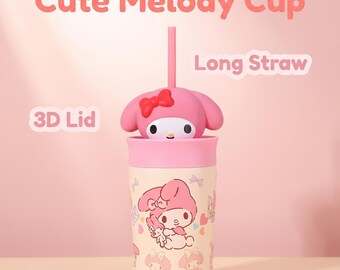 Sanrio Melody Insulated Water Bottle,15 OZ Stainless Steel Double Wall Vacuum Cartoon Water Bottle,Bottle,Tumbler with Melody Design