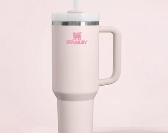 Stanley Tumbler with Handle and Straw 40 oz-Tumbler Pink