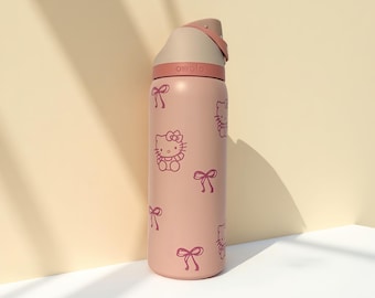 Owala Tumbler, 32oz Insulated Stainless Steel Water Bottle,Tumbler With Hello Kitty Design