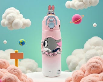 Disney Judy Hopps  Insulated Water Bottle,17OZ Stainless Steel Double Wall Vacuum Cartoon Water Bottle,Tumbler with Zootopia Design