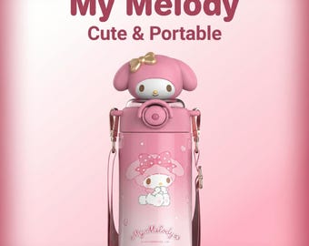 Sanrio Melody Insulated Water Bottle,20OZ Stainless Steel Double Wall Vacuum Cartoon Water Bottle,Bottle,Tumbler with Melody Design