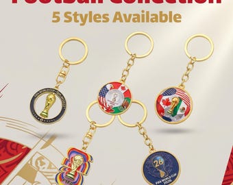 FIFA World Cup 2026 Metal Keychain | USA Canada Mexico Souvenir | Football Trophy Key Ring