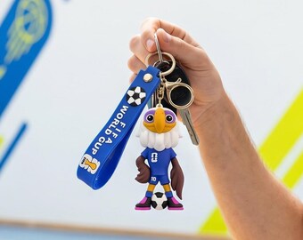 FIFA World Cup Eagle Mascot Keychain | Blue Soccer Fan Souvenir, 3D Figure Bag Charm