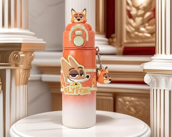 Disney Nick Wilde Insulated Water Bottle,17OZ Stainless Steel Double Wall Vacuum Cartoon Water Bottle,Tumbler with Zootopia Design