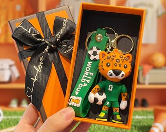 FIFA World Cup Jaguar Mascot Keychain | Green Soccer Figure, Football Fan Souvenir