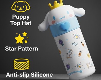 Sanrio Insulated Water Bottle,12 OZ Stainless Steel Double Wall Vacuum Cartoon Water Bottle,Bottle,Tumbler with Cinnamoroll Design