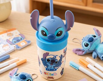 Disney Stitch Insulated Water Bottle,15 OZ Stainless Steel Double Wall Vacuum Cartoon Water Bottle,Bottle,Tumbler with Stitch Design