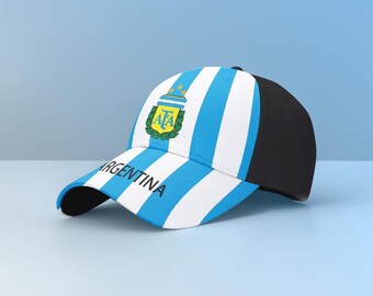 Argentina Soccer Cap | World Cup Fan Hat, Blue White Stripes, AFA Crest