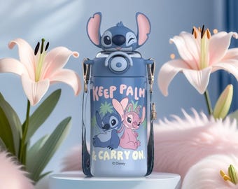 Disney Stitch Insulated Water Bottle,20OZ Stainless Steel Double Wall Vacuum Cartoon Water Bottle,Bottle,Tumbler with Stitch Design