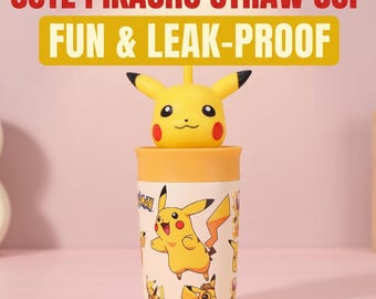 Pokémon Pikachu Insulated Water Bottle,15 OZ Stainless Steel Double Wall Vacuum Cartoon Water Bottle,Bottle,Tumbler with Pikachu Design