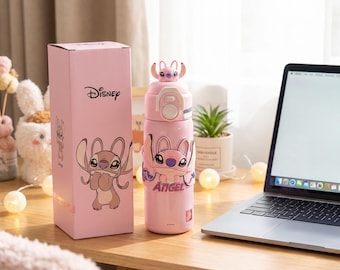 Disney Stitch Insulated Water Bottle,17OZ Stainless Steel Double Wall Vacuum Cartoon Water Bottle,Bottle,Tumbler with Stitch Design