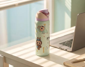 Owala Tumbler, 32oz Insulated Stainless Steel Water Bottle,Tumbler With LABUBU Design