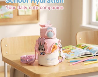 Disney Judy Hopps Insulated Water Bottle,20 OZ Stainless Steel Double Wall Vacuum Cartoon Water Bottle,Tumbler with Zootopia Design