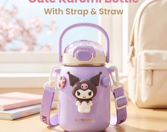 Sanrio Kuromi Insulated Water Bottle,24 OZ Stainless Steel Double Wall Vacuum Cartoon Water Bottle,Bottle,Tumbler with Kuromi Design