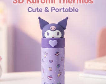 Sanrio Kuromi Insulated Water Bottle,12 OZ Stainless Steel Double Wall Vacuum Cartoon Water Bottle,Bottle,Tumbler with Kuromi Design