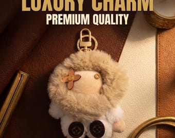 Fluffy Bunny Plush Keychain Charm, Mint Faux Fur Bag Accessory, Kawaii Style Pendant