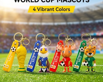 FIFA World Cup 2026 Mascot Keychain | 4 Colors Soccer Figure Key Ring Souvenir