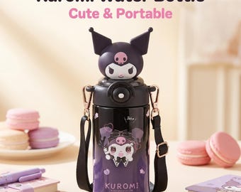 Sanrio Kuromi Insulated Water Bottle,20OZ Stainless Steel Double Wall Vacuum Cartoon Water Bottle,Bottle,Tumbler with Kuromi Design