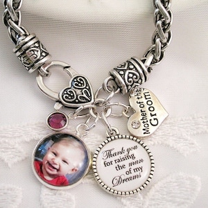 Mother of the Bride Bracelet Mother of the Groom Wedding Gift Jewelry Stepmom Gift Bridal Jewelry ADD Custom Message Charm