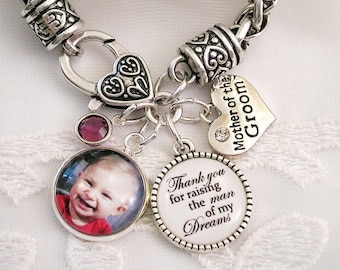 Mother of the Bride Wedding Bracelet Mother of the Groom Jewelry Stepmom Gift Bridal Jewelry ADD Custom Message Charm