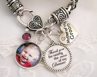 Mother of the Bride Bracelet Mother of the Groom Wedding Gift Jewelry Stepmom Gift Bridal Jewelry ADD Custom Message Charm