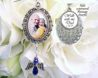 Bridal Bouquet Memory Charm Something Blue ANGEL Charm Loss of Mom Dad Bridal Shower Gift Wedding Gift Memory Keepsake