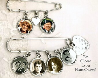 Groom Gift Photo Lapel Pin Wedding Boutonnière Graduation or Baptism Memory Charm Sympathy Gift 1, 2, 3, or 4 Photo Charms!