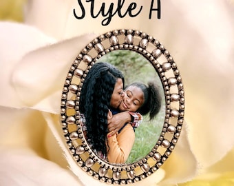 Photo Pin Brooch Groom Memorial Funeral Sympathy Gift for Father of the Groom, Mother, Grandmother Gift - 2 Styles