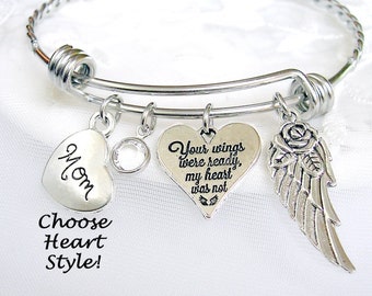Memorial Bracelet Memory Jewelry Loss of Dad or Mom Sister Brother Loss of Grandfather Son Sympathy Gift CHOOSE Heart Style!