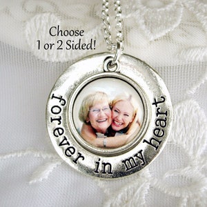 Memorial Photo Necklace Charm Sympathy Jewelry Forever in My Heart Picture Charm Memory Jewelry Sympathy Gift Loss of Loved One Photo Gift