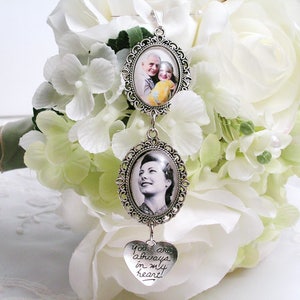 Wedding Bouquet Memory Photo Charm Bridal Shower Gift Memorial for Loss of Dad Mother Sympathy Gift Grandfather