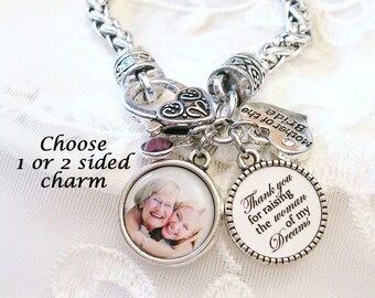 Mother of the Groom Bracelet Mother of the Bride Gift Wedding Charm Jewelry Grandmother Gift Custom Photo Jewelry