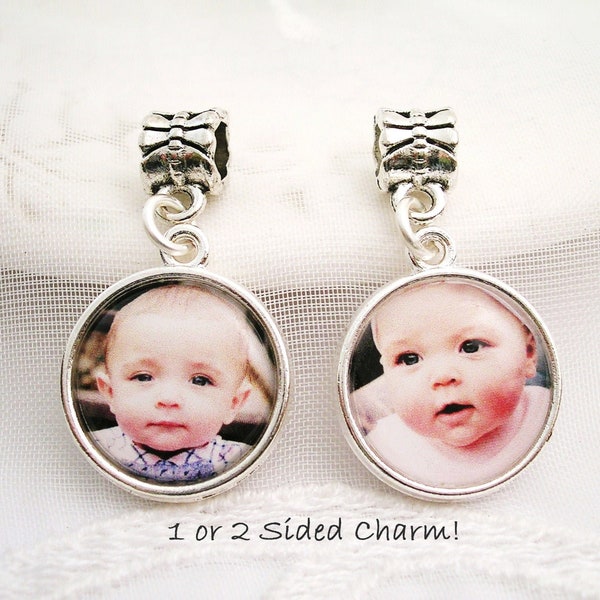 Photo Charm for Pandora Bracelet Necklace Charm 1 or 2 Sided Gift for Wife Photo Memory Jewelry Custom Signature Charm Jewelry Photo Gift