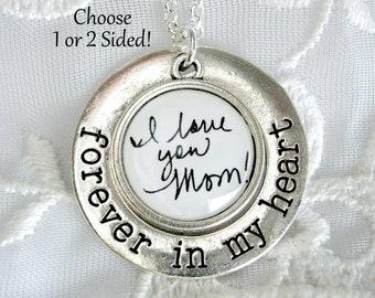 Handwriting or Photo Charm Necklace Memory Jewelry Mom Dad Memorial Charm Sympathy Gift for Loss of Loved One 1 or 2 Sided Charm