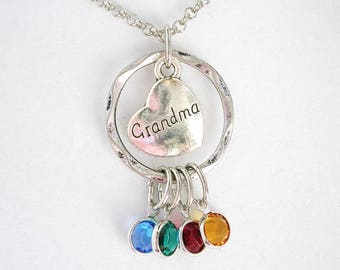 Grandma Birthstone Necklace Mothers Day Gift for Mom Grandmother Personalized Gift Custom Birthstone Jewelry Gifts