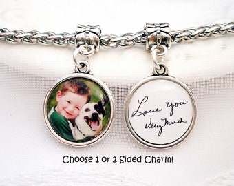 Photo Charm for Pandora Bracelet or Necklace Signature Charm Bridal Gift for Wedding Handwriting Photo Charm Grandmother Gift for Wife