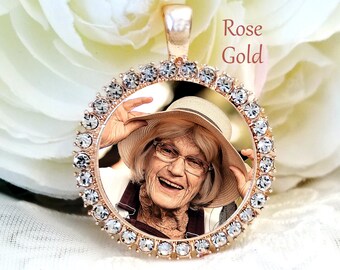 Bridal Bouquet Rhinestone Photo Charm Wedding Shower Gift Silver or Rose Gold Sympathy Gift for Bride Bouquet Bridesmaid Bouquet Charm