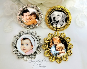 Photo Pin for Wedding Groom Mother Grandmother Pin Baptism Memorial Picture Charm Funeral Memorial Charm Sympathy Gift in Gold or Silver