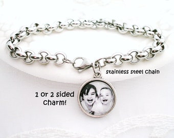 Photo Bracelet Picture Charm Wife Bracelet Mother Gift Photo Jewelry Memory Photo Charm Granddaughter Best Friend Gift Stainless Steel Chain