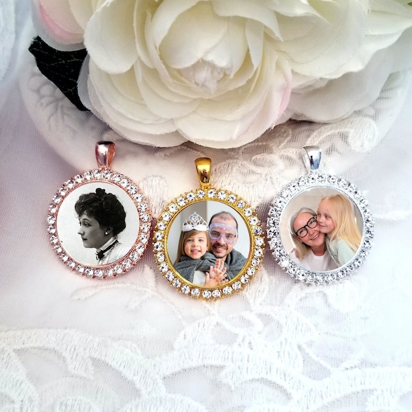 Bridal Bouquet Gold Photo Charm Wedding Shower Gift Memorial Keepsake for Bride Sympathy Gift Memory Charm Silver Rose Gold Charm