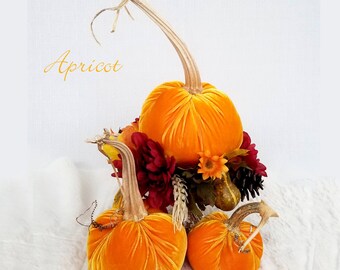 Velvet Pumpkins Thanksgiving Table Centerpiece Real Stems Fall Home Decor Hostess Gift Best Seller Wedding Pumpkins