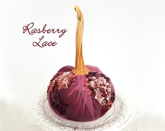 Rasberry Pink VELVET Pumpkin Real Pumpkin Stem Elegant Thanksgiving Table Fall Home Mantle Decor Wedding Pumpkins Hostess Gift MANY Colors!