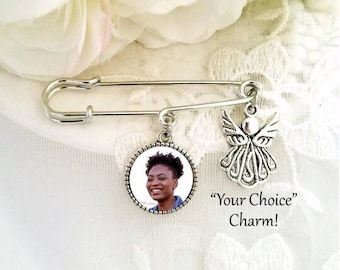 Groom Photo Lapel Pin Gift from Bride Wedding Memorial Boutonnière Graduation or Baptism Memory Charm Sympathy Gift