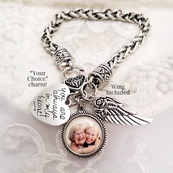 Photo Bracelet, Grief Jewelry, Memorial Photo Gift, Bead Memorial Brac –  Something Sally Co.