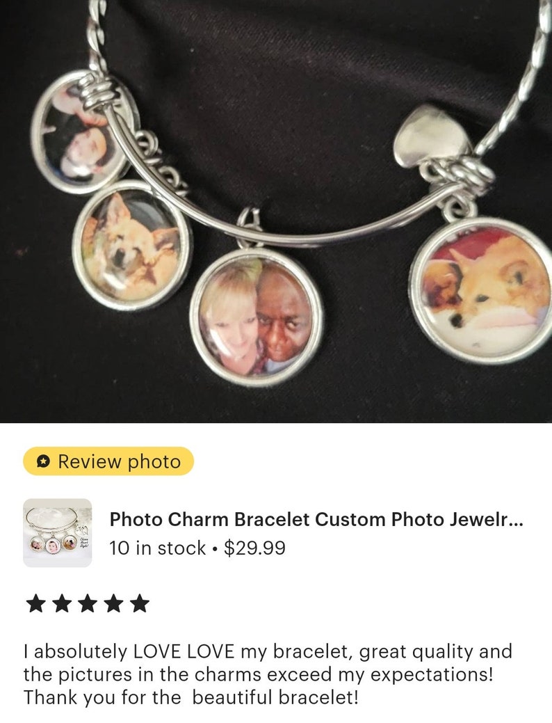 Photo Charm Mom Bracelet Custom Photo Jewelry Wife Gift Grandmother Gift Picture Jewelry Child Pet Photos Mom Gifts Add Message or Logo image 6