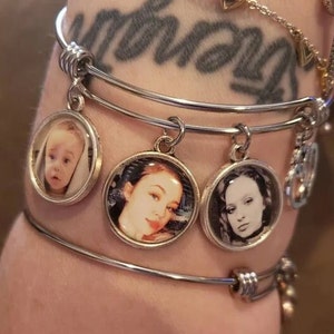 Photo Charm Mom Bracelet Custom Photo Jewelry Wife Gift Grandmother Gift Picture Jewelry Child Pet Photos Mom Gifts Add Message or Logo image 3