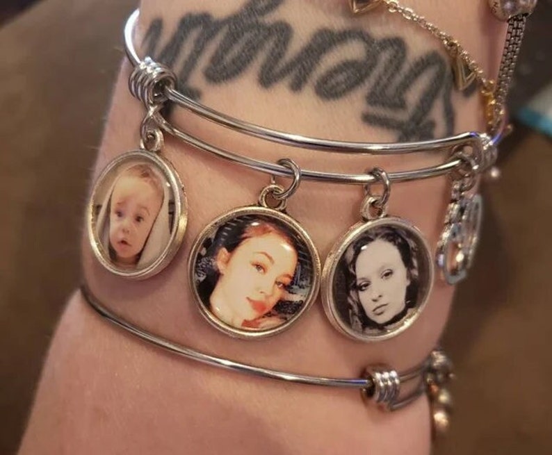 Photo Charm Mom Bracelet Custom Photo Jewelry Wife Gift Grandmother Gift Picture Jewelry Child Pet Photos Mom Gifts Add Message or Logo image 3