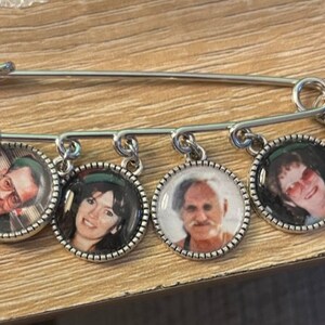 Groom Gift Photo Memorial Lapel Pin Wedding Boutonnière Graduation or Baptism Memory Charm Sympathy Gift 1, 2, 3, or 4 Photo Charms image 6