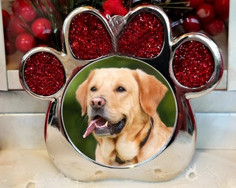 Dog Photo Ornament Cat Picture Frame Christmas Gift Pet Ornament Office Gift Can Add Date Tag
