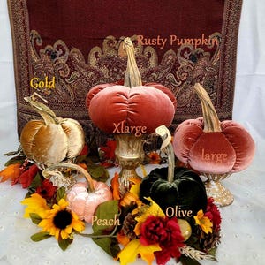 Velvet Pumpkins Real Pumpkin Stems Fall Home Mantle Decor Wedding Pumpkins Thanksgiving Table Centerpiece Hostess Gift Many Fall Colors